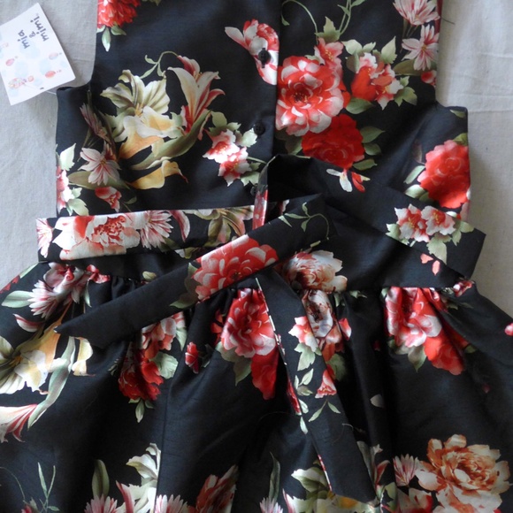 NWT Mia & Mimi Girls L (10) Satin Floral Dress with Crinoline - Picture 6 of 13